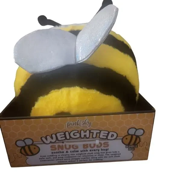 Pink Sky Weighted Snug Bud Bumble Bee Plush Stress Support Snuggle Buddy Calm - Picture 4 of 9